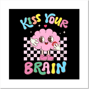 Kiss Your Brain Retro Valentines Day Teacher Squad Kid Posters and Art